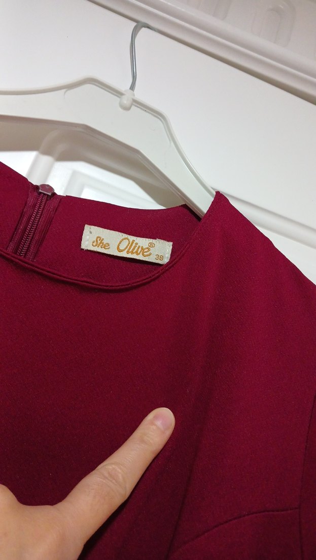 Bordo Uzun Kollu Drapeli Uzun Elbise - Görsel 3