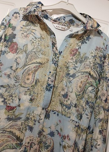 Bohem Mavi Desenli Uzun Elbise - Görsel 2