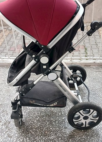 Bordo ve Gri Bebek Arabası - Görsel 5