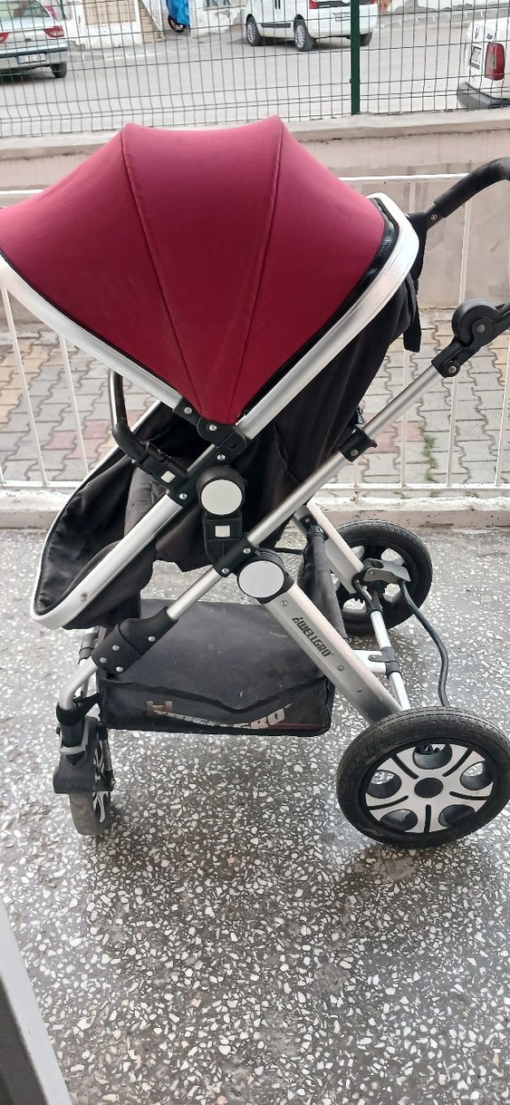 Bordo ve Gri Bebek Arabası - Görsel 5