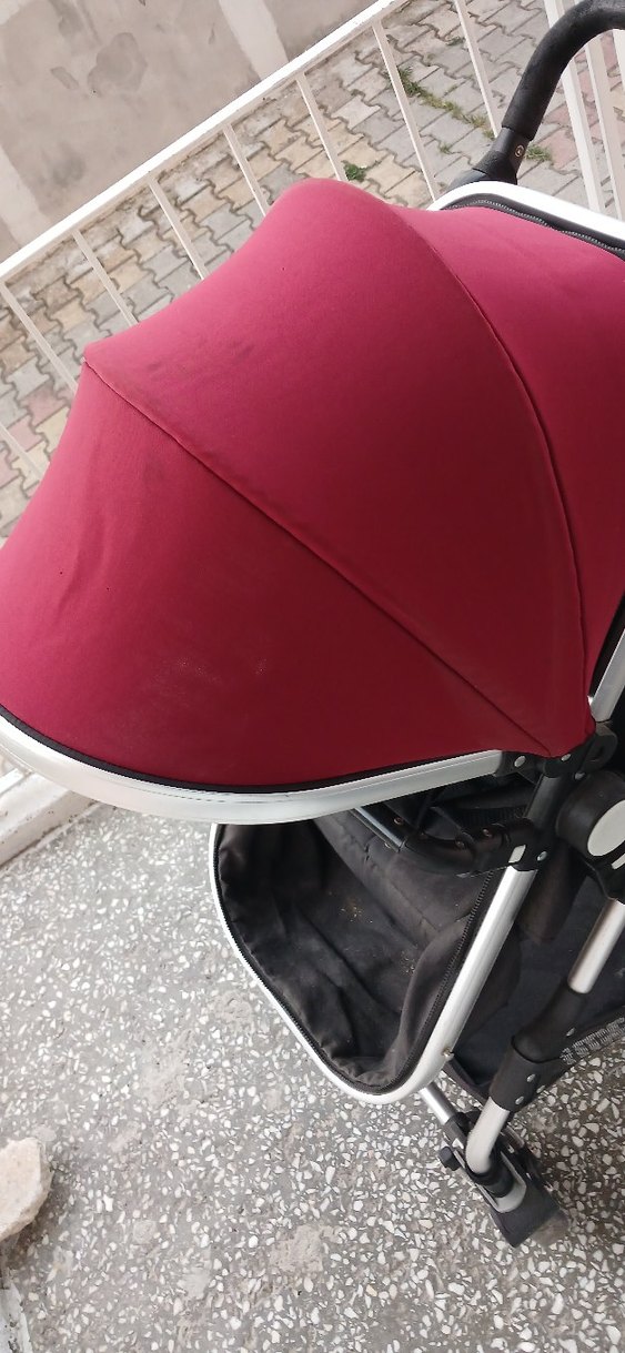 Bordo ve Gri Bebek Arabası - Görsel 2