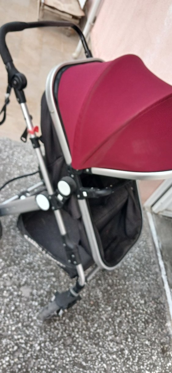 Bordo ve Gri Bebek Arabası - Görsel 3