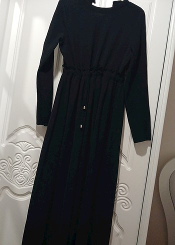 Uzun Siyah Kemerli Kadın Elbise - Görsel 2