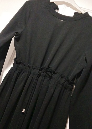 Uzun Siyah Kemerli Kadın Elbise - Görsel 3