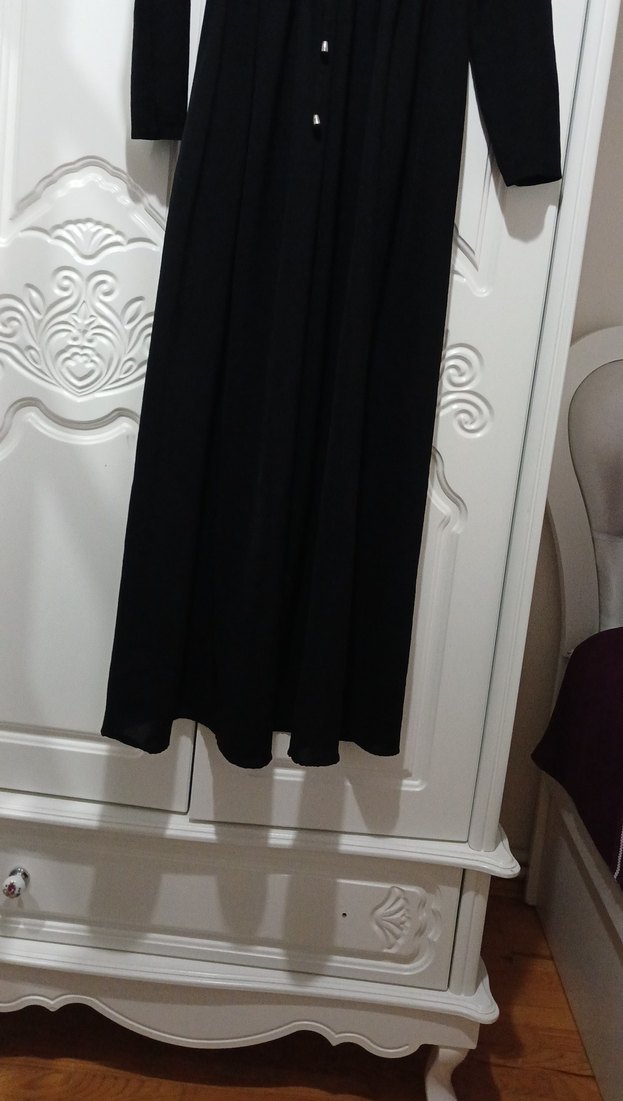 Uzun Siyah Kemerli Kadın Elbise - Görsel 4