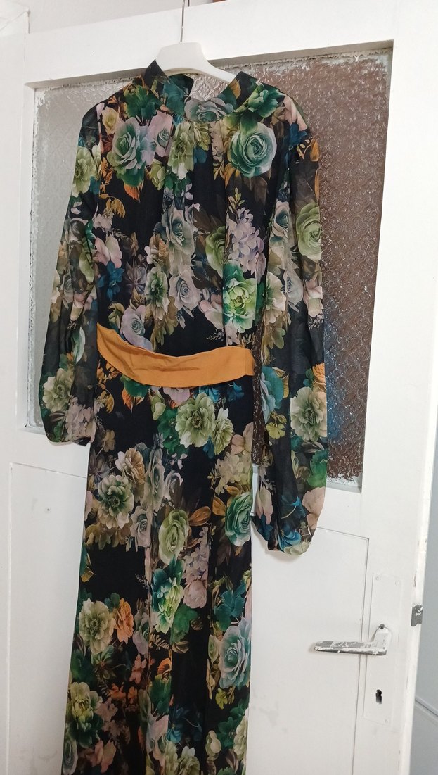 Çiçek Desenli Uzun Bohem Elbise - Görsel 3