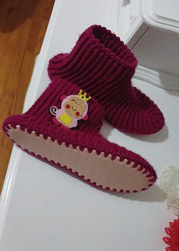 Kızlar için Örgü Bohem Sıcak Ev Terliği - Görsel 2