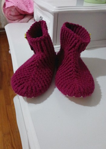 Kızlar için Örgü Bohem Sıcak Ev Terliği - Görsel 5