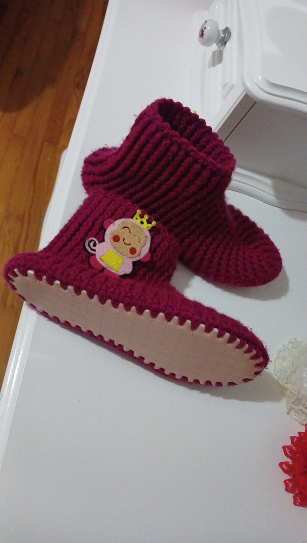 Kızlar için Örgü Bohem Sıcak Ev Terliği - Görsel 2