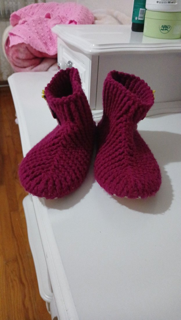 Kızlar için Örgü Bohem Sıcak Ev Terliği - Görsel 5