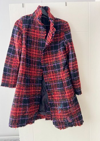 Düğmeli Nakışlı Midi Kadın Kaban - Görsel 2