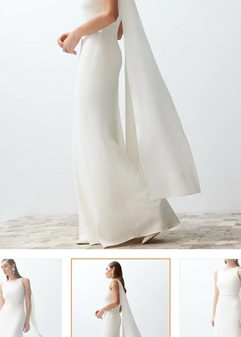 Modern Klasik Straplez Uzun Beyaz Gelinlik - Görsel 4