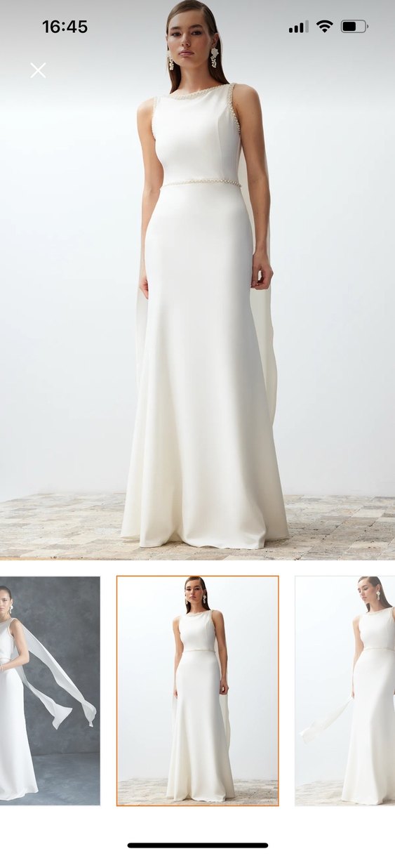 Modern Klasik Straplez Uzun Beyaz Gelinlik - Görsel 5