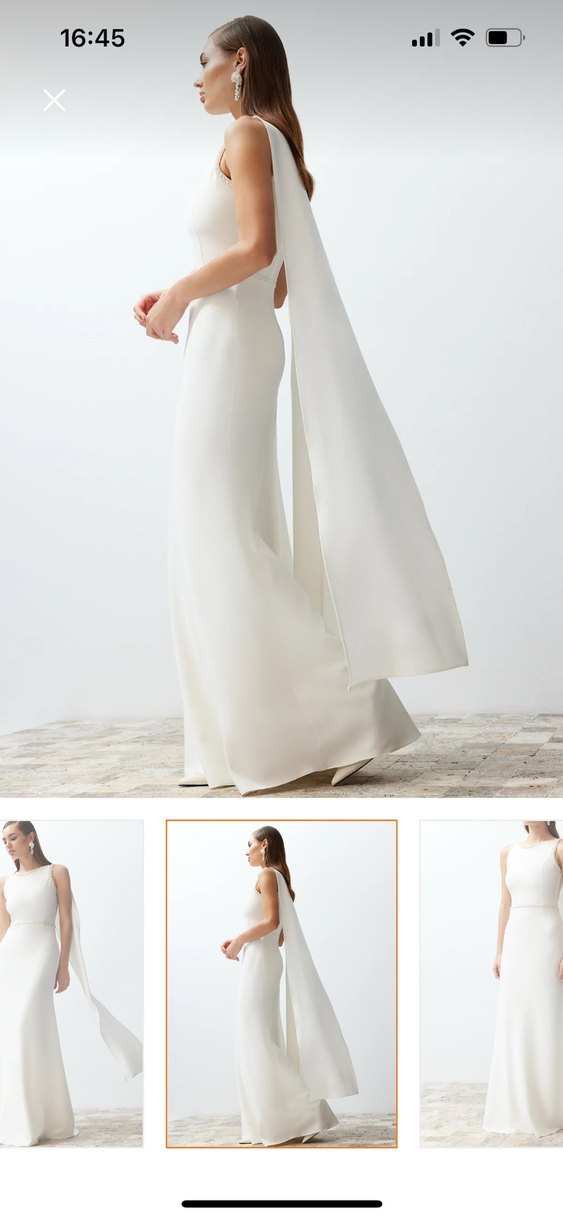 Modern Klasik Straplez Uzun Beyaz Gelinlik - Görsel 4