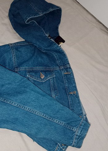 Diğer Düğmeli Mavi Kadın Denim crop Ceket