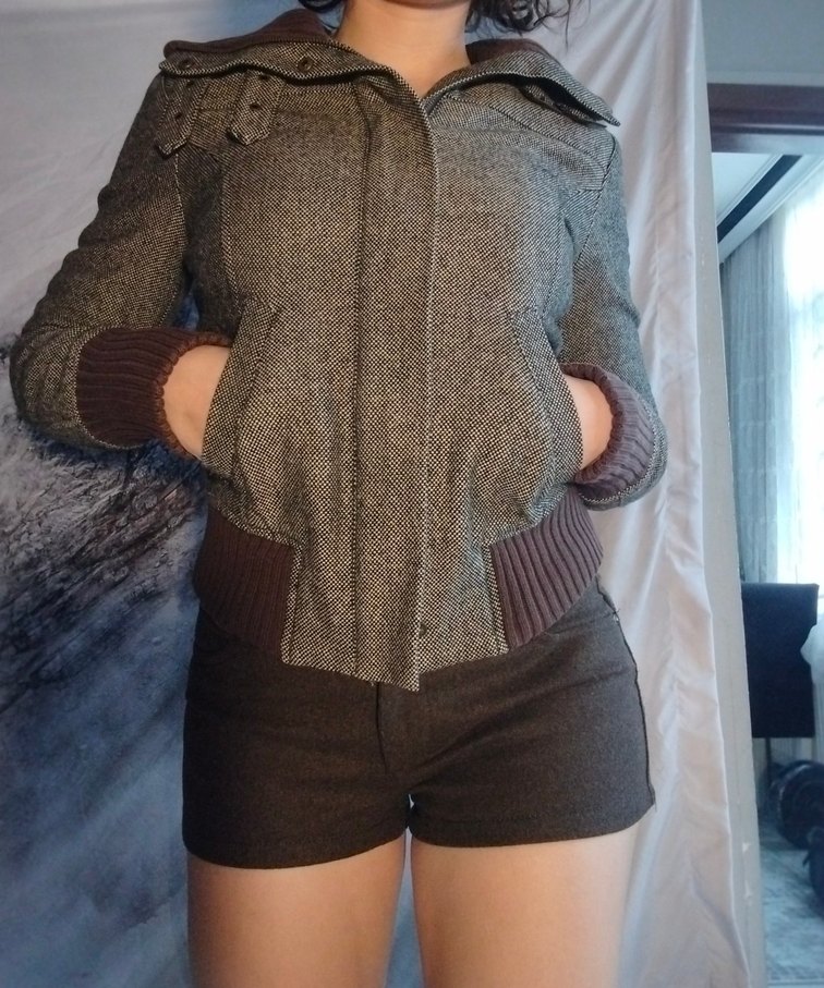 Vintage Gri Yünlü Kısa Ceket - Görsel 2