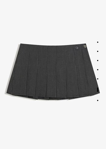 Bershka Gri Pileli Mini Etek - Görsel 5