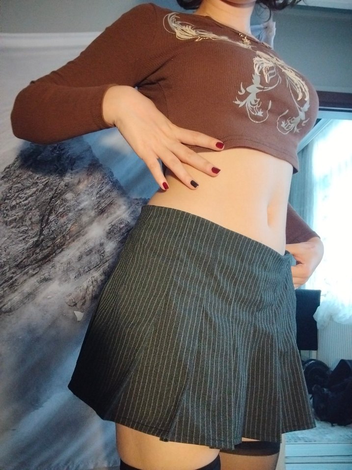 Bershka Gri Pileli Mini Etek - Görsel 3