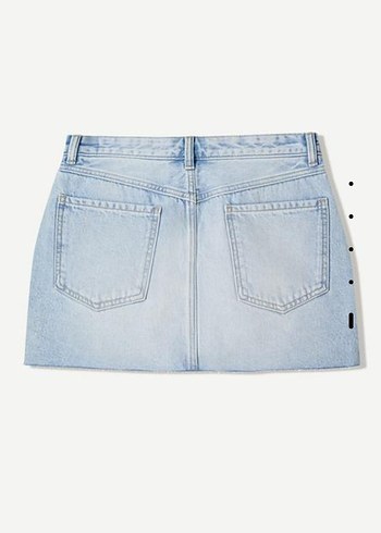 Bershka Mavi Mini Kot Etek - Görsel 5