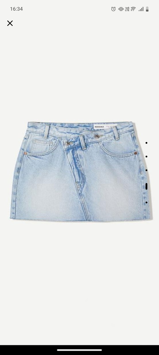 Bershka Mavi Mini Kot Etek - Görsel 4