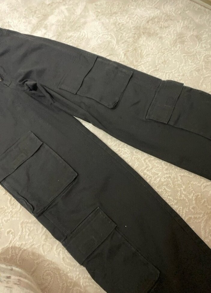 Siyah Çok cepli kargo pantolon - Görsel 3