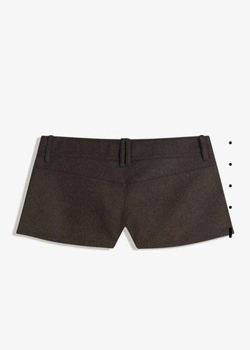 Düğmeli Kahverengi Mini şort - Görsel 2