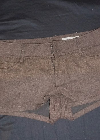 Düğmeli Kahverengi Mini şort - Görsel 3