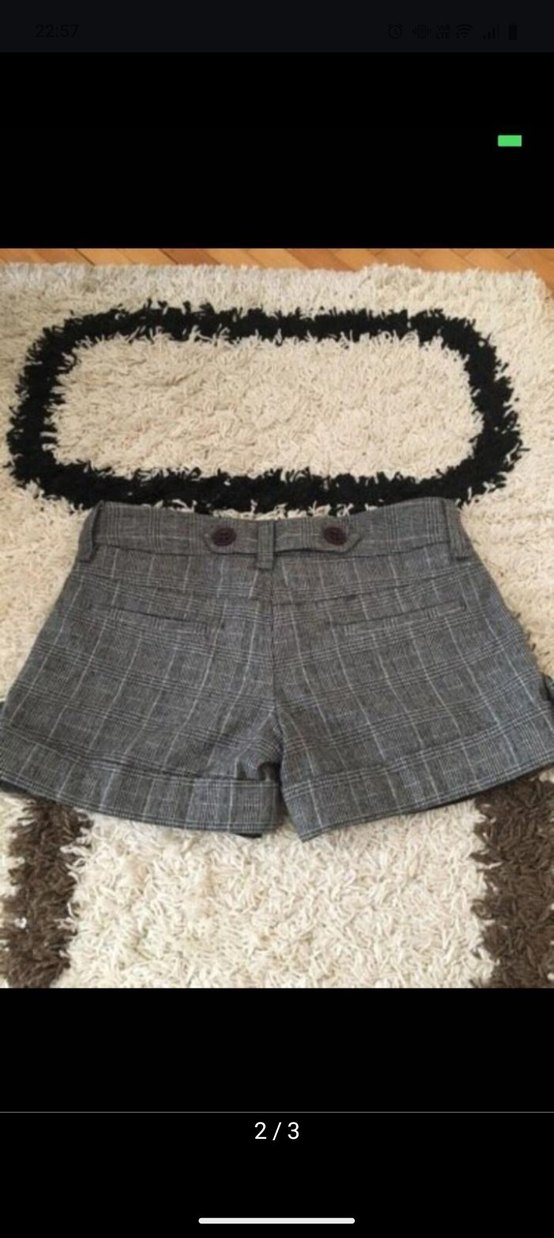 Düğmeli Gri Ekose Mini Şort - Görsel 2