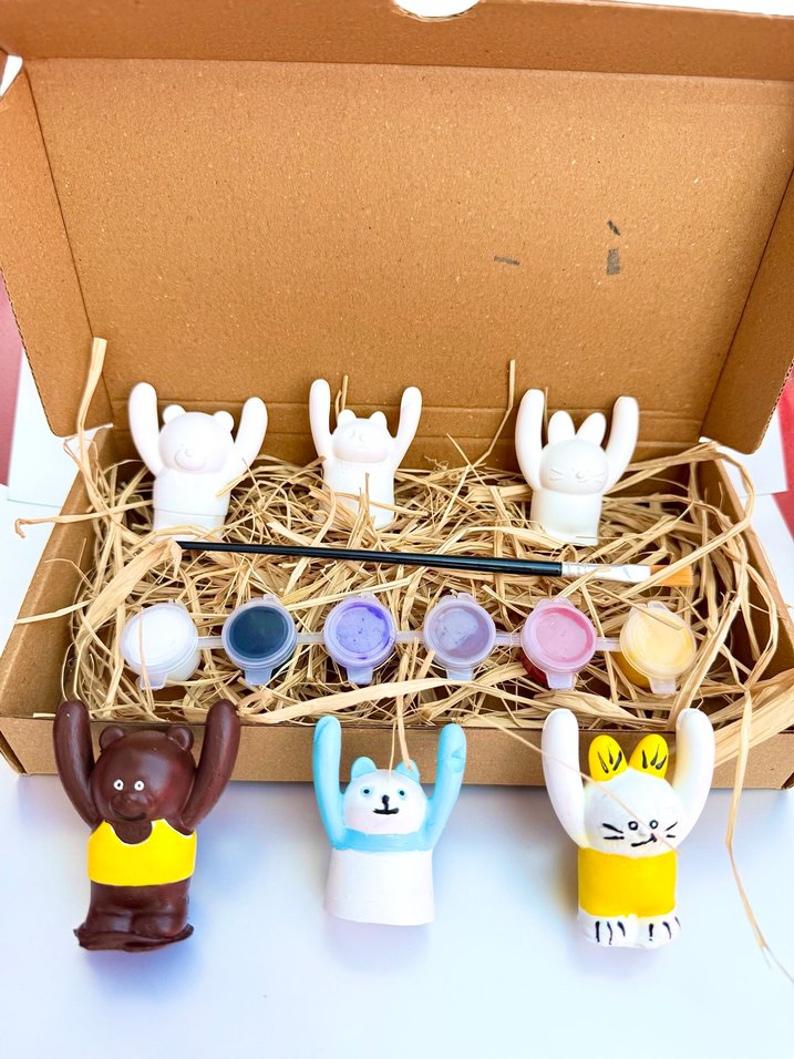 Boyanabilir Taş Kartvizitlik 3 lü Figür Boyama Seti - Görsel 2