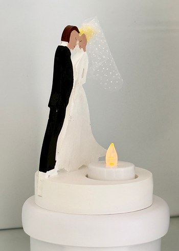 Beyaz Gelin ve Damat Biblo Mumluk - Görsel 3