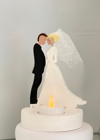 Beyaz Gelin ve Damat Biblo Mumluk - Görsel 2