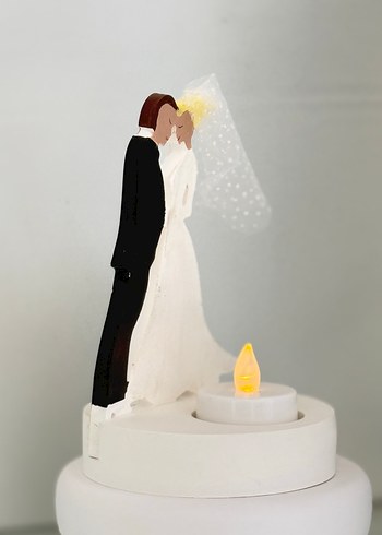 Beyaz Gelin ve Damat Biblo Mumluk - Görsel 4