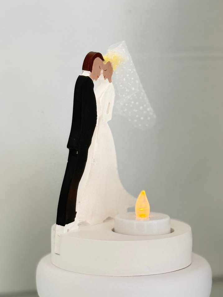 Beyaz Gelin ve Damat Biblo Mumluk - Görsel 4