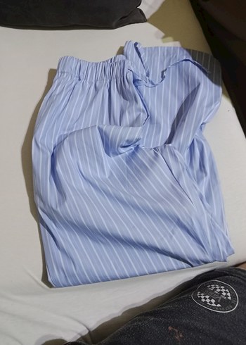 Mavi çizgili pijama alt