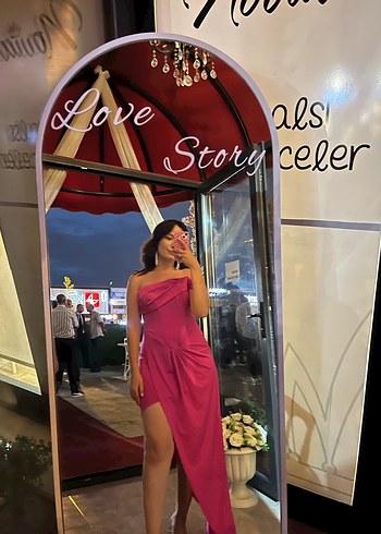 Trendyol & Milla Pembe Drapeli Uzun Straplez Kadın Elbise