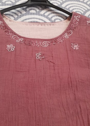 Nakışlı çift kat bürümcük bohem  elbise - Görsel 5