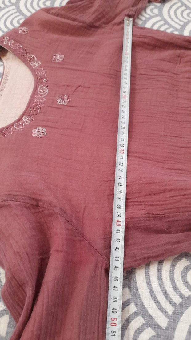 Nakışlı çift kat bürümcük bohem  elbise - Görsel 3