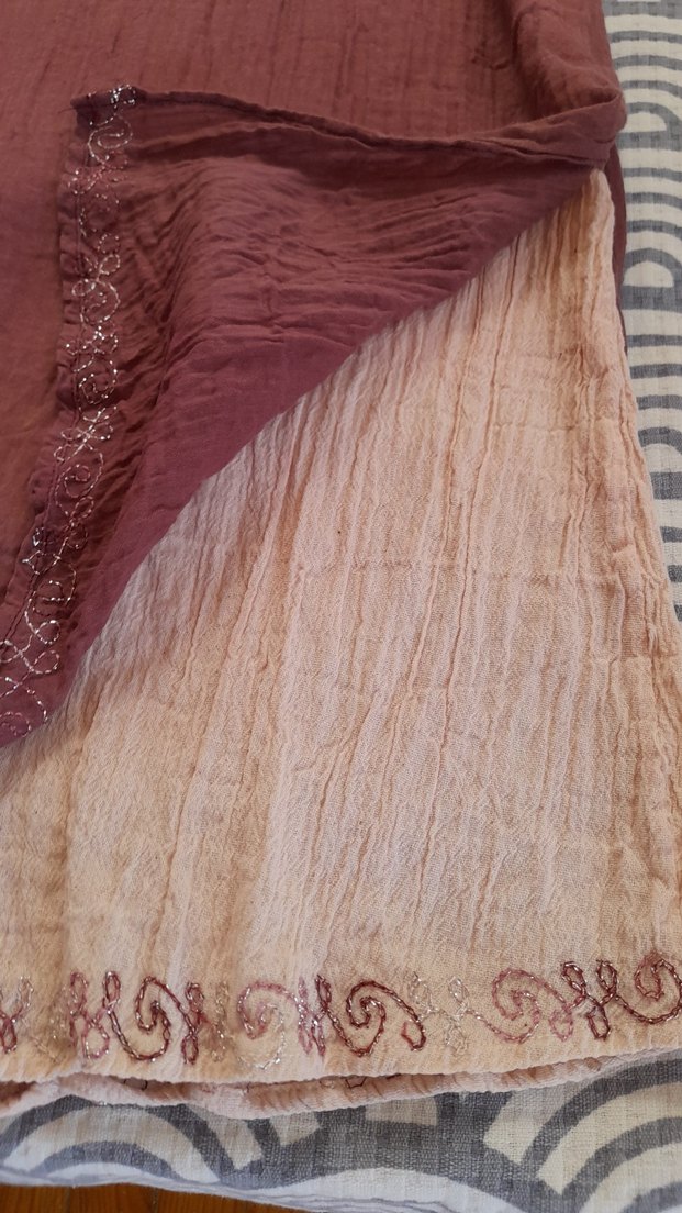 Nakışlı çift kat bürümcük bohem  elbise - Görsel 4