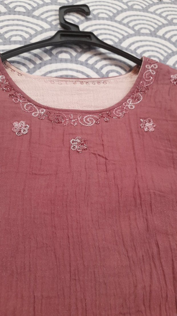 Nakışlı çift kat bürümcük bohem  elbise - Görsel 5