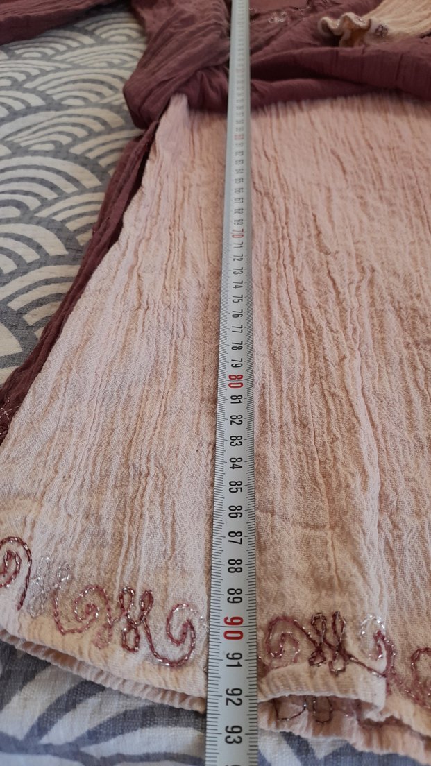 Nakışlı çift kat bürümcük bohem  elbise - Görsel 2