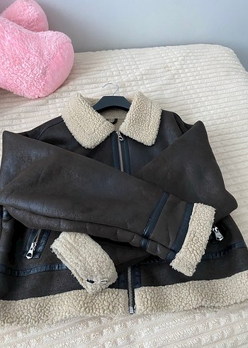 Kürklü Kahverengi Deri Kadın Ceket - Görsel 2