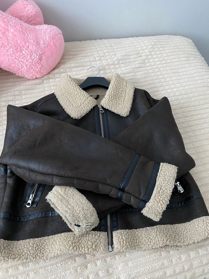 Kürklü Kahverengi Deri Kadın Ceket - Görsel 2