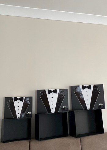 Damat Bohçası için Smokin Model 3lü Çeyiz Kutu Seti