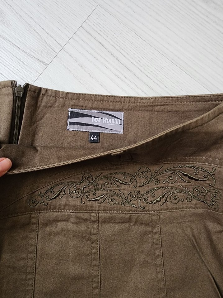 Bej Pilili Midi Hamile Etek - Görsel 2