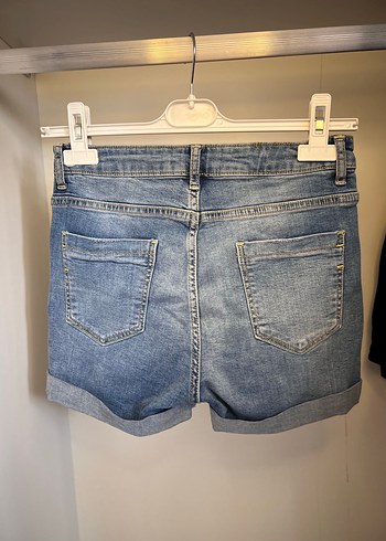 Diğer Kadın Mavi Kemerli Mini Denim Şort