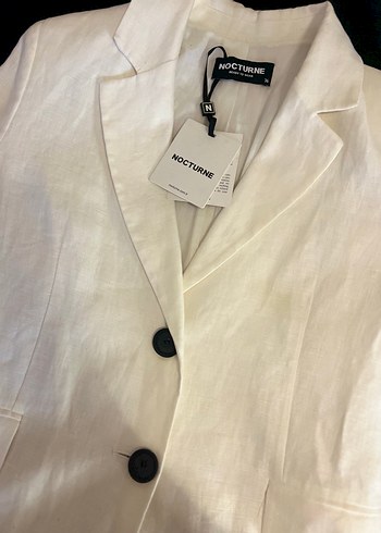 Beyaz Keten Kadın Blazer
