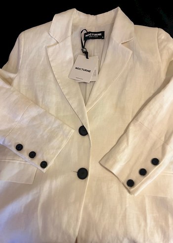 Nocturne Beyaz Keten Kadın Blazer