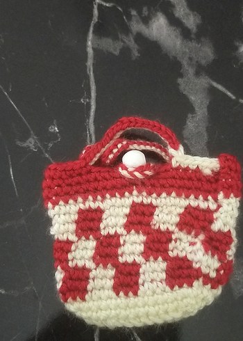 Hobby Life Kırmızı Örgü Desenli sepet Çanta