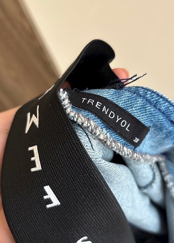 Kadın Mavi Denim Askılı Tulum - Görsel 5