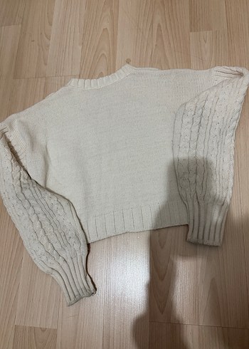 Örgü Kadın Beyaz Bohem Triko Kazak - Görsel 2